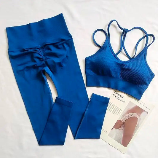 EasyFit™ Seamless Ribbed Yoga Set – 2-Piece Activewear